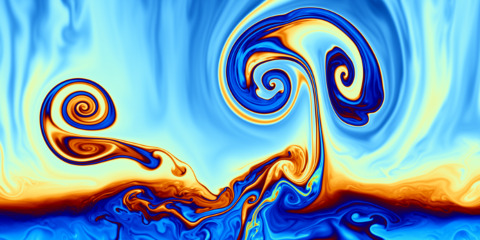 color visualization of fluid flow simulation